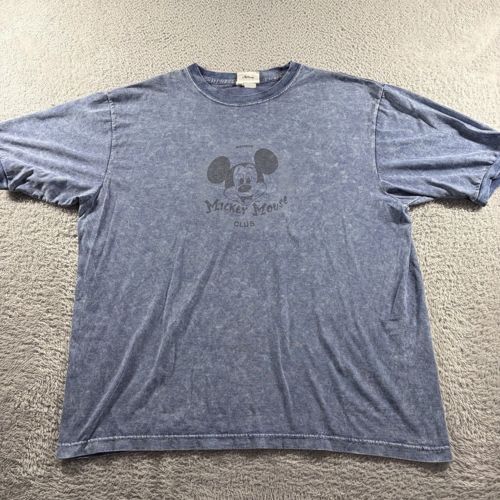 VINTAGE Mickey Mouse Shirt Mens XL Blue Acid Wash Ringer‎ Distressed